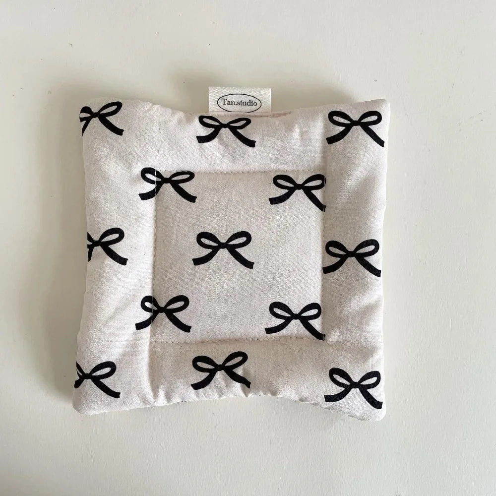 Korean Bow Cotton Coaster – Double-Sided Fabric Mat & Key Tray Cotton Coaster Mat Axl