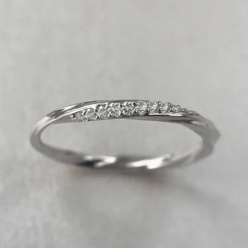 Huitan Thin CZ Ring Women – Silver & Gold Wedding Band Fashion Ring Axl