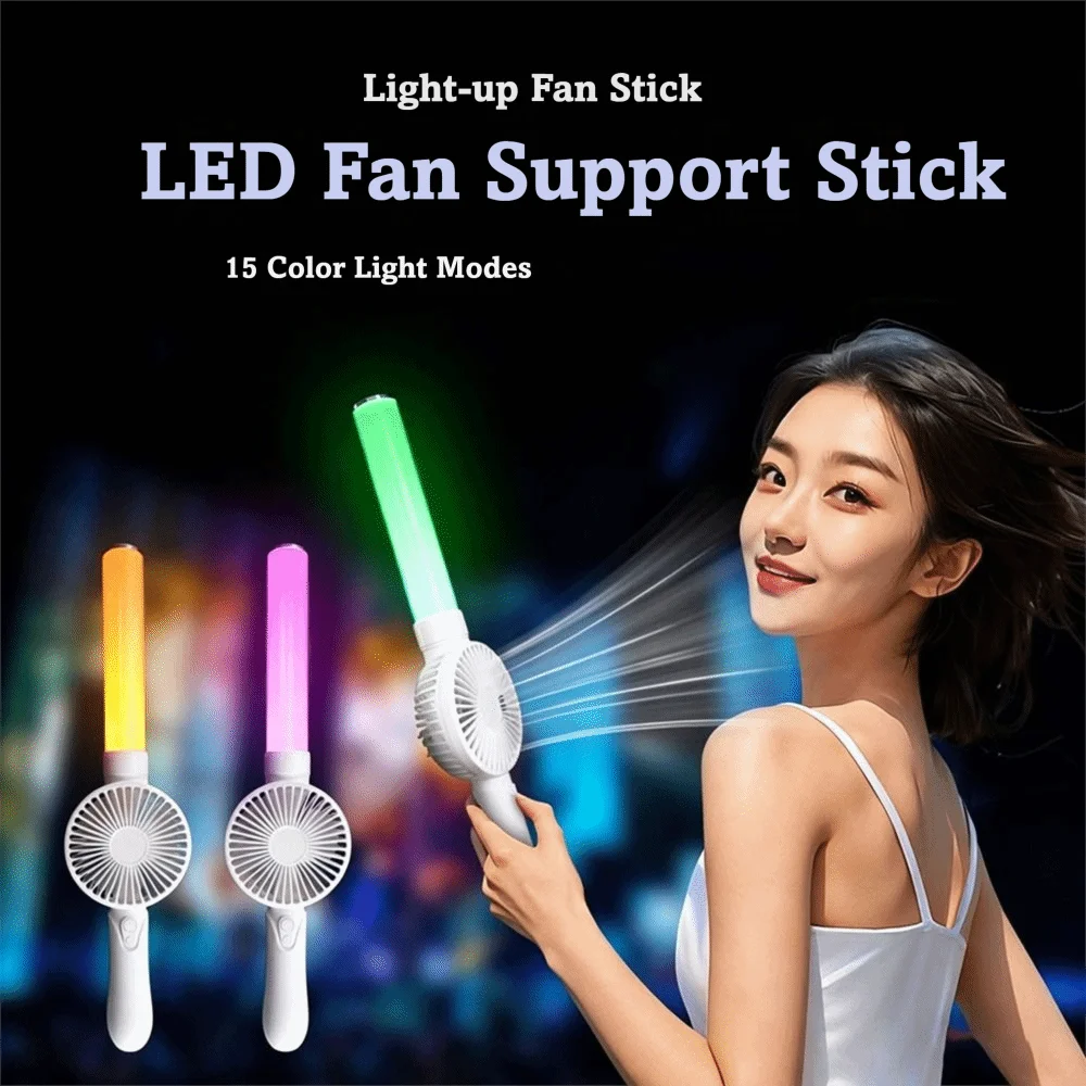 RGB LED Light-Up Rechargeable Handheld Fan – Music & Glow LED Handheld Fan Axl