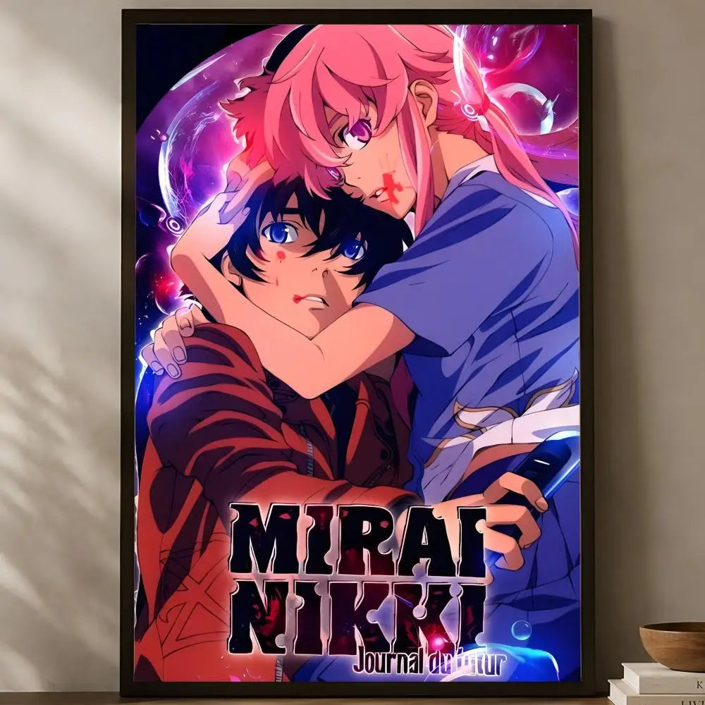Mirai Nikki Anime Poster – Self-Stick HD PVC Waterproof Wall Art Anime Wall Poster Axl White01 30X40cmNoframe