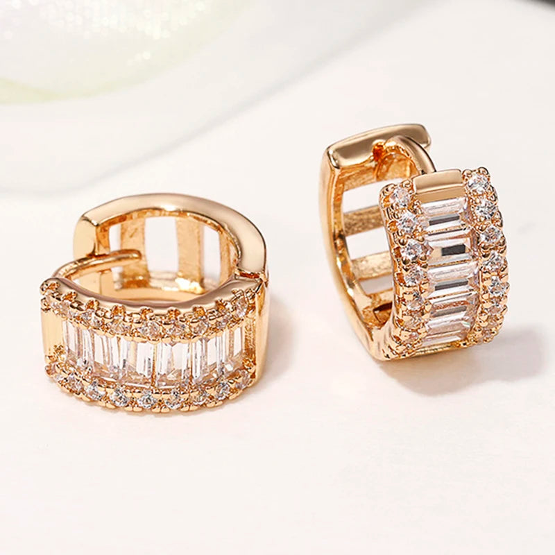 Huitan Women's Cubic Zirconia Hoop Earrings | Sparkling Fashion Hoop Earrings Axl E2110