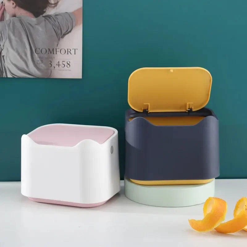 Mini Desktop Trash Can with Press Lid – Cute Desk Waste Bin Desktop Trash Can Axl