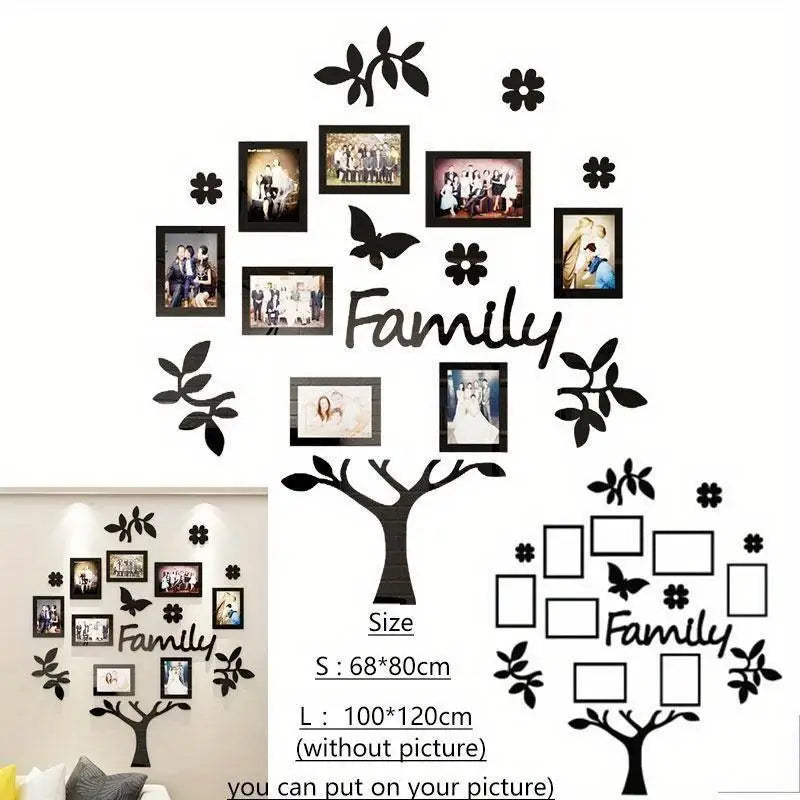 3D Tree Wall Sticker with Acrylic Photo Frames | Home Decor Wall Art Decal Axl 68x80CM