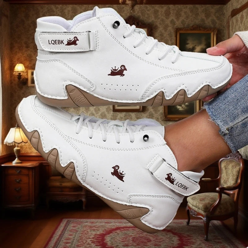 Women's Lace-Up High Top Ankle Boots – Retro PU Leather Women's Ankle Boots Axl