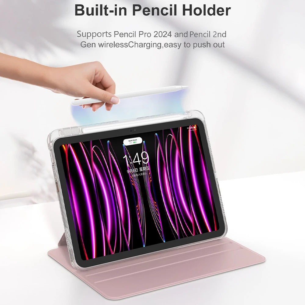Crystal Clear iPad Case | Sleep/Wake Shockproof TPU Cover Tablet Protective Case Axl