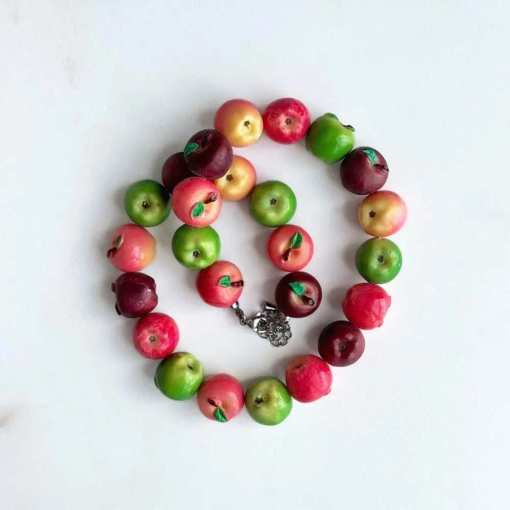 Layered Fruit Bead Necklace & Bracelet – Colorful Choker Bead Choker Necklace Axl