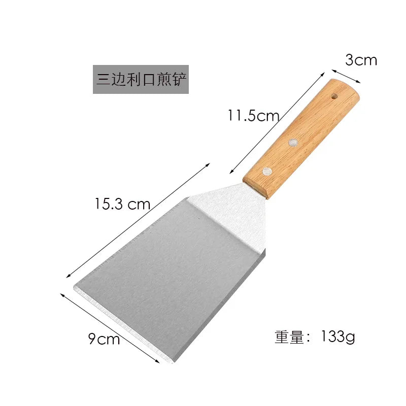 Wooden Handle Stainless Steel Grill Spatula & BBQ Turner Grill Spatula Axl