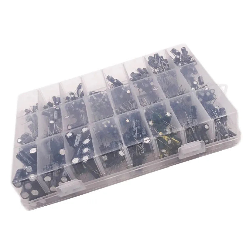 500pcs Electrolytic Capacitor Kit – 24 Values 0.1uF–1000uF DIP Capacitor Assortment Kit Axl