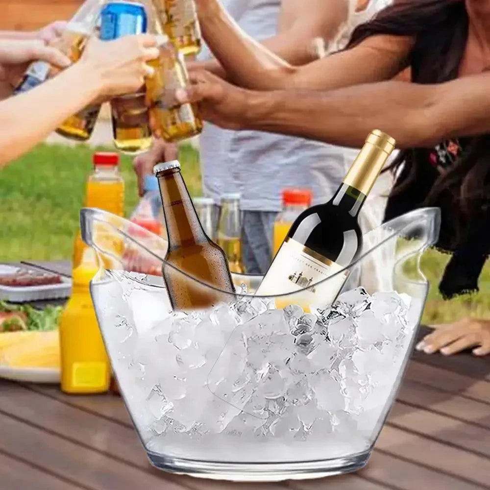 KEMORELA 4/8L Clear Ice Bucket with Handle – Wine & Beer Chiller Ice Bucket Axl