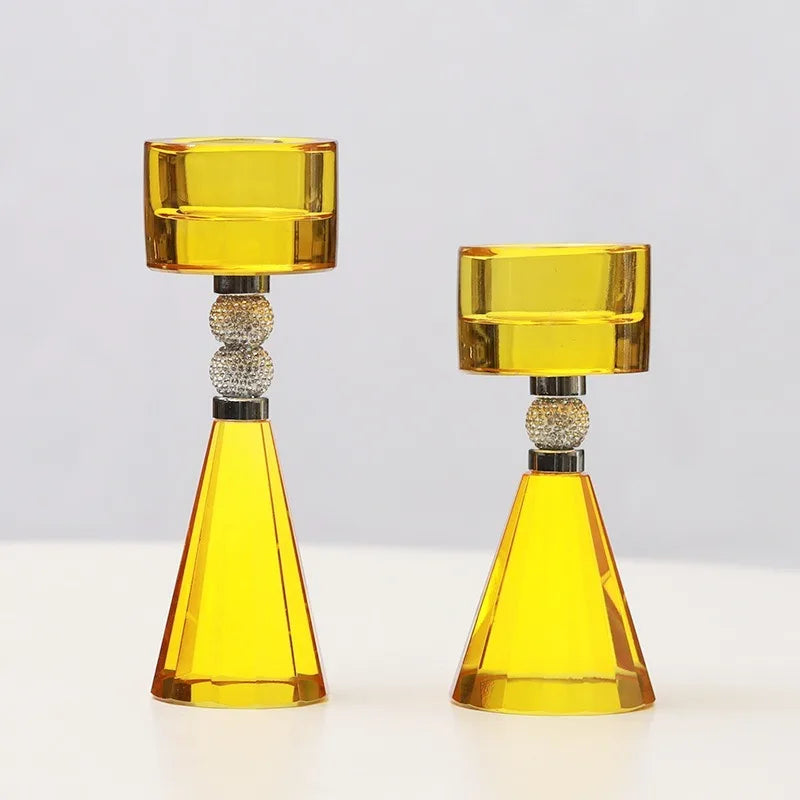 Crystal Glass Candle Holder – Luxury Elegant Candlestick Crystal Candle Holder Axl