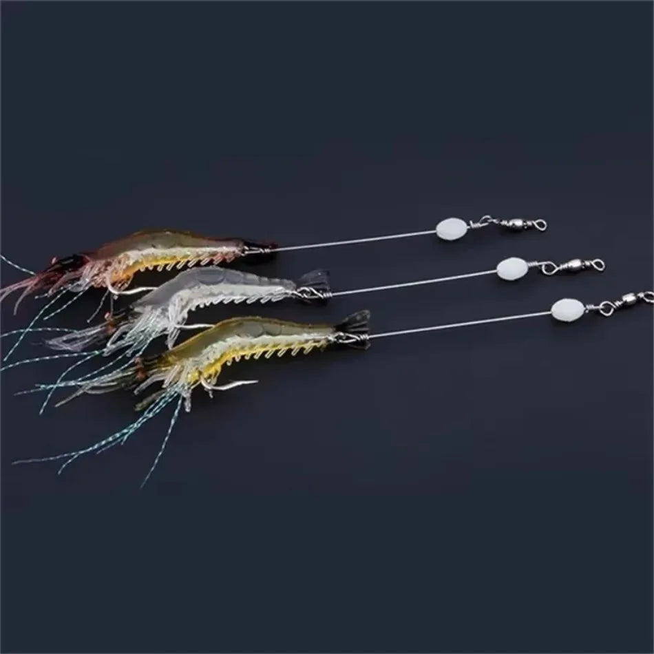 Luminous Soft Shrimp Fishing Lure 9cm Sinking Bait with Hook Soft Fishing Lure Axl