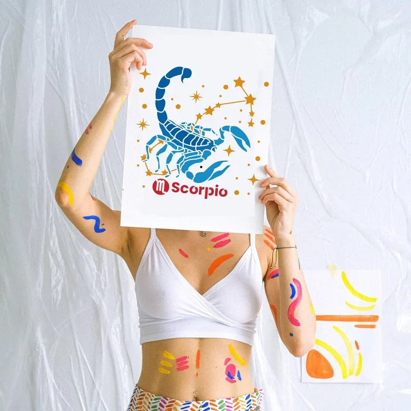 12-Piece Zodiac Constellation Stencils – Reusable DIY Craft Set Craft Stencil Set Axl