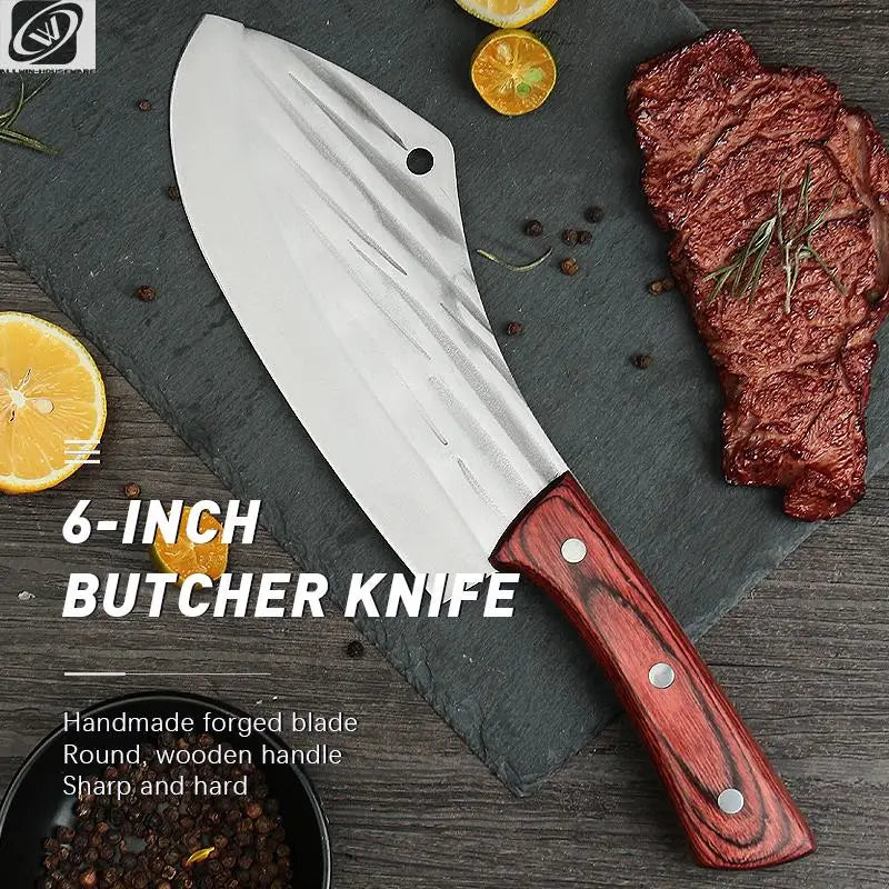 Forged Stainless Steel Cleaver Knife – Wood Handle Butcher Kitchen Cleaver Knife Axl