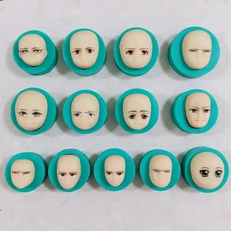 13-Pc 3D Doll Face Silicone Mold Set – Fondant & Chocolate Silicone Baking Mold Axl