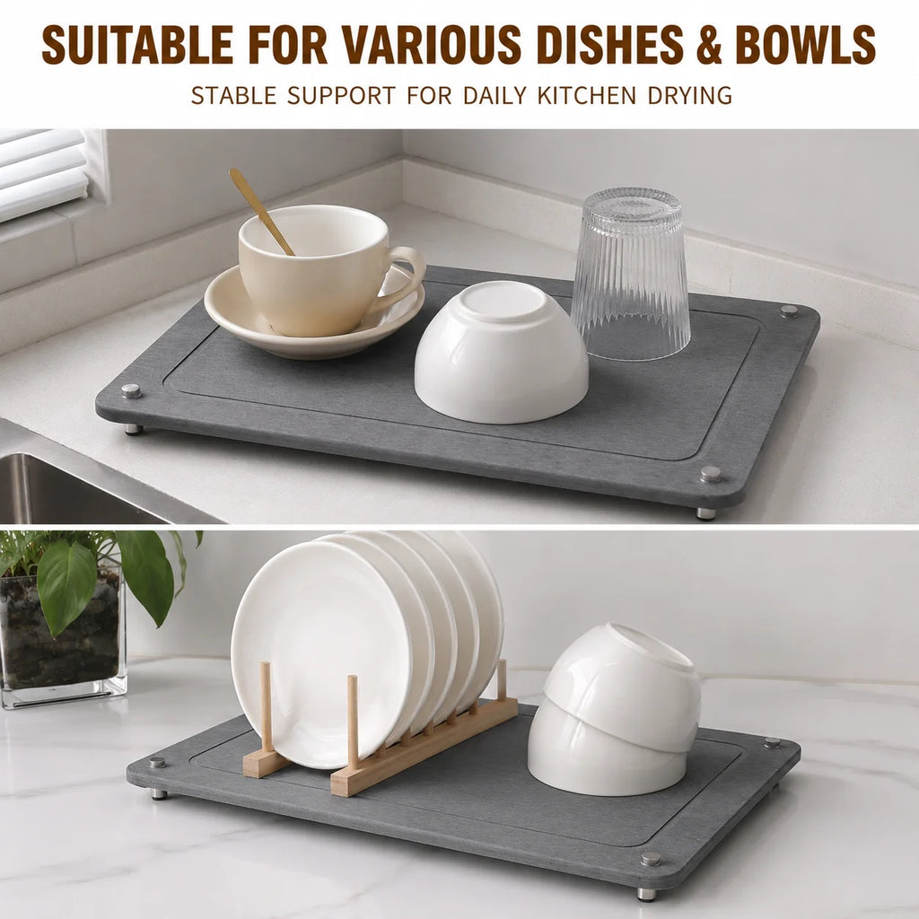Elevated Diatomite Dish Drying Mat – Fast-Absorbing Stone Pad Dish Drying Mat Axl