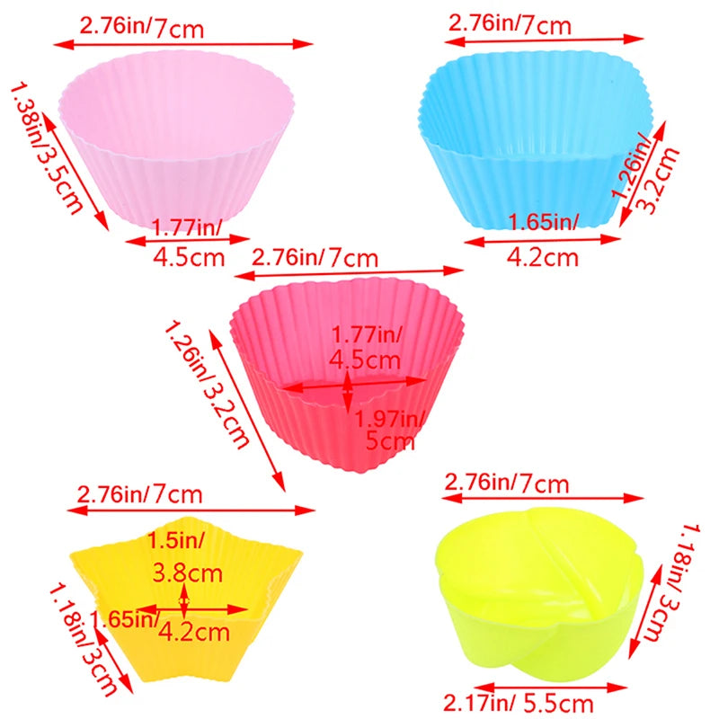 6-Piece Silicone Cupcake Molds – Assorted Shapes Baking Set Silicone Baking Molds Axl