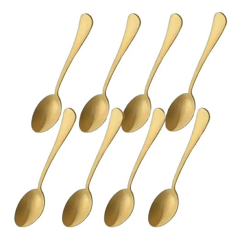 8-Piece Gold Stainless Steel Coffee & Tea Spoons Set Flatware Spoon Set Axl 8pcs
