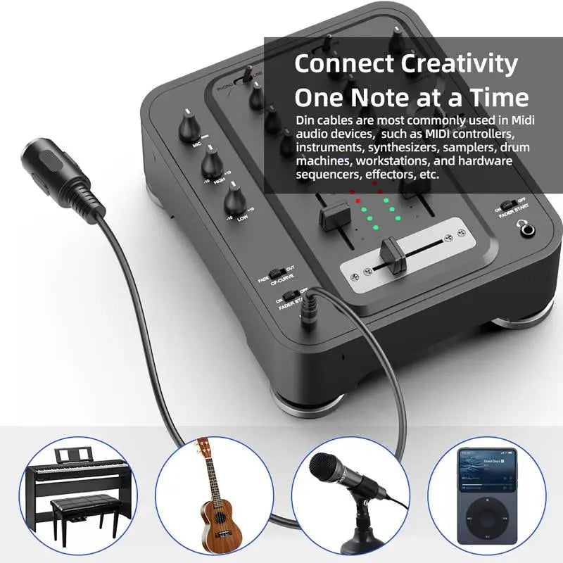 MIDI DIN 5-Pin to 3.5mm TRS Converter Cable | High Purity Copper MIDI Converter Cable Axl
