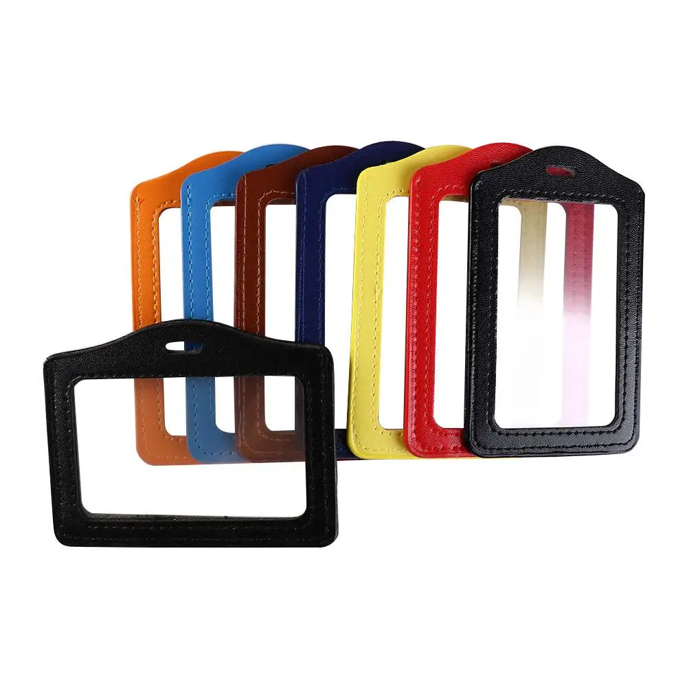 PU Leather Double-Sided ID Badge & Card Holder Case ID Card Holder Axl