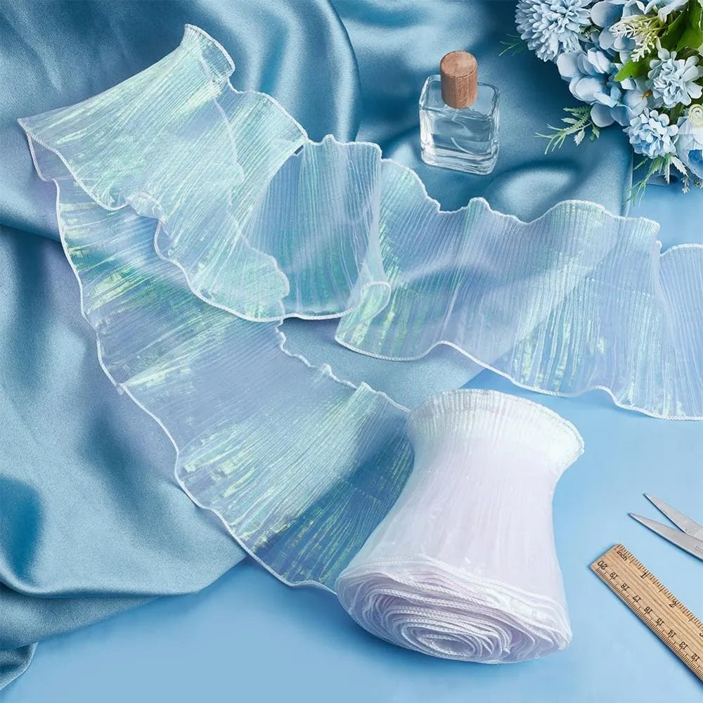10M Pleated Ruffle Lace Trim 140mm – Thistle Polyester Ribbon Lace Ribbon Trim Axl
