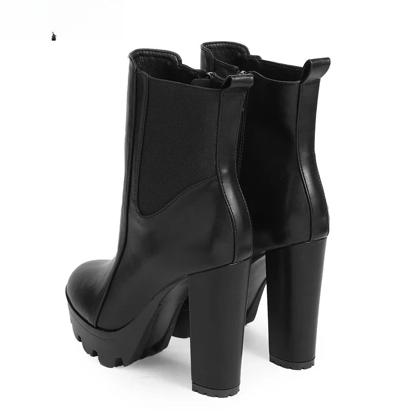 Women's Platform Ankle Boots – 12cm High Heel Slip-On Platform Ankle Boots Axl