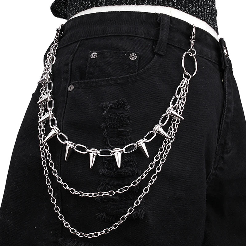 Hip-Hop Punk Metal Rivet Pants Chain – Unisex Waist Chain Waist Chain Jewelry Axl