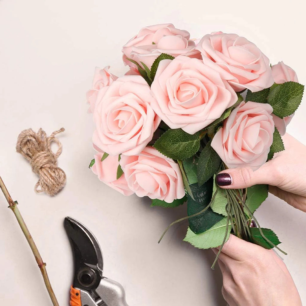50 Pcs Artificial Rose Flowers with Stems – Wedding & Home Décor Artificial Flowers Axl