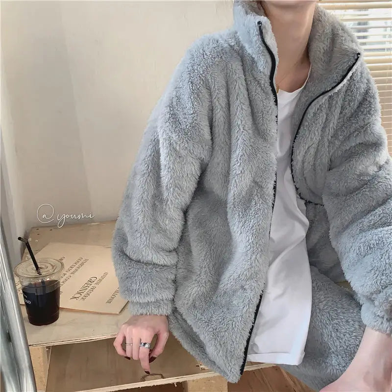 Women's Winter Fleece Pajama Set – Zip-Up Turtleneck Sleepwear Women's Pajama Set Axl