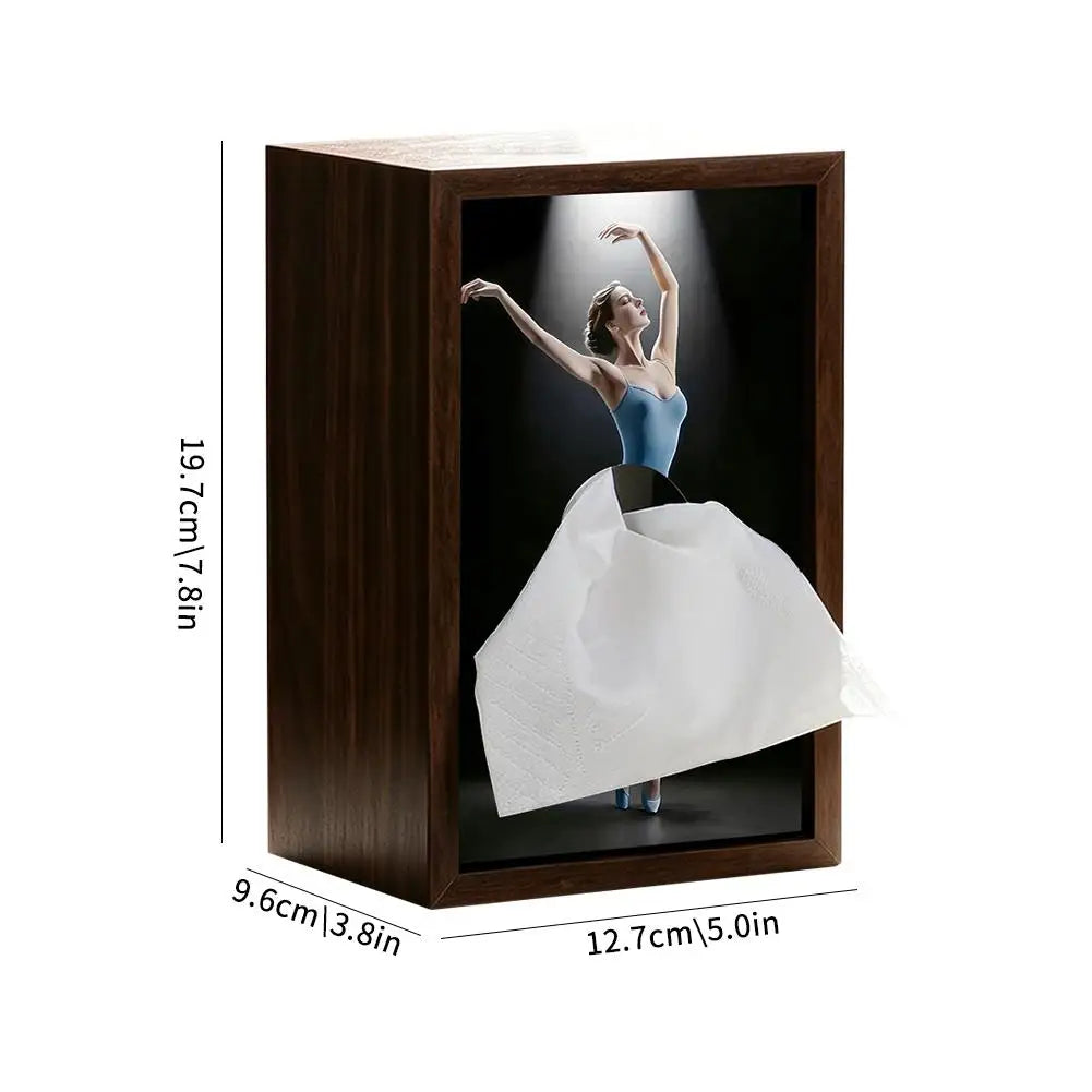 Ballerina Wooden Tissue Box Cover | Ballet Dancer Napkin Holder Decorative Tissue Box Cover Axl