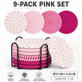 9-Piece Woven Jute Placemat & Coaster Set with Holder | Boho Woven Placemat Set Axl 9-Pack Pink Set