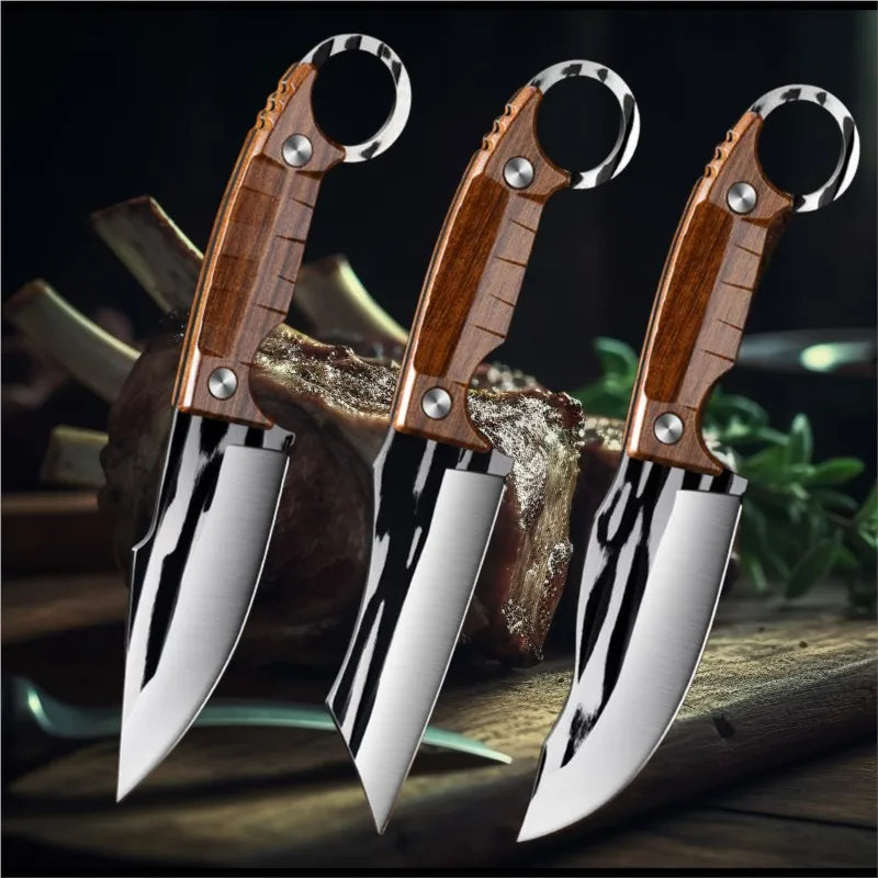 3-Piece Hand Forged Kitchen Knife Set – Chef, Paring & Boning Kitchen Knife Set Axl