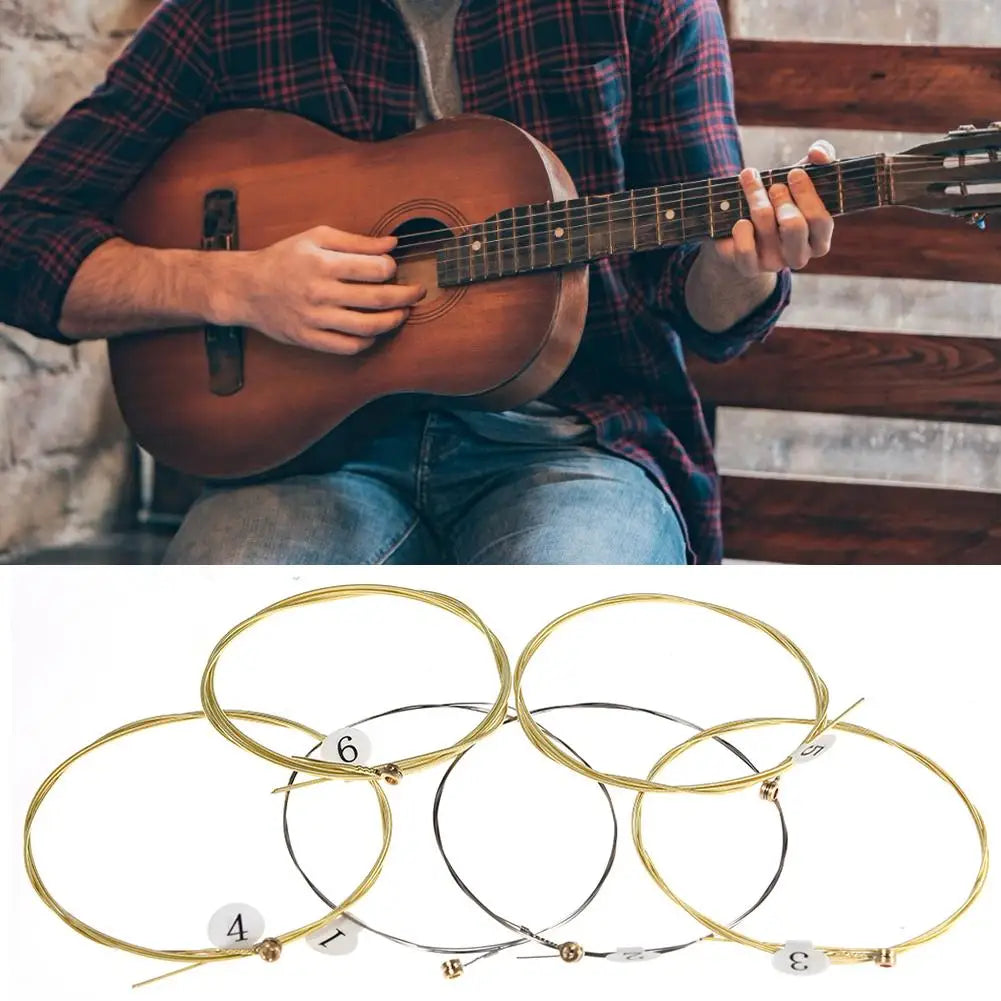 6-Piece Brass Acoustic Guitar Strings – Beginner Folk Set Acoustic Guitar Strings Axl
