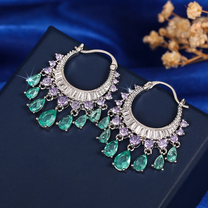 Huitan CZ Tassel Drop Earrings – Women's Fashion Jewelry CZ Drop Earrings Axl