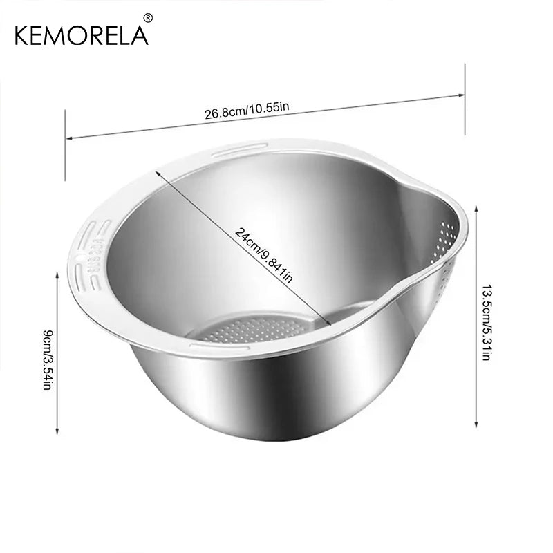 Stainless Steel Rice Washer Strainer Bowl & Colander | KEMORELA Kitchen Strainer Bowl Axl 1PCS