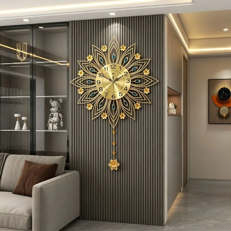 Modern Pendulum Wall Clock – Large Silent Gold Luxury Decor Pendulum Wall Clock Axl