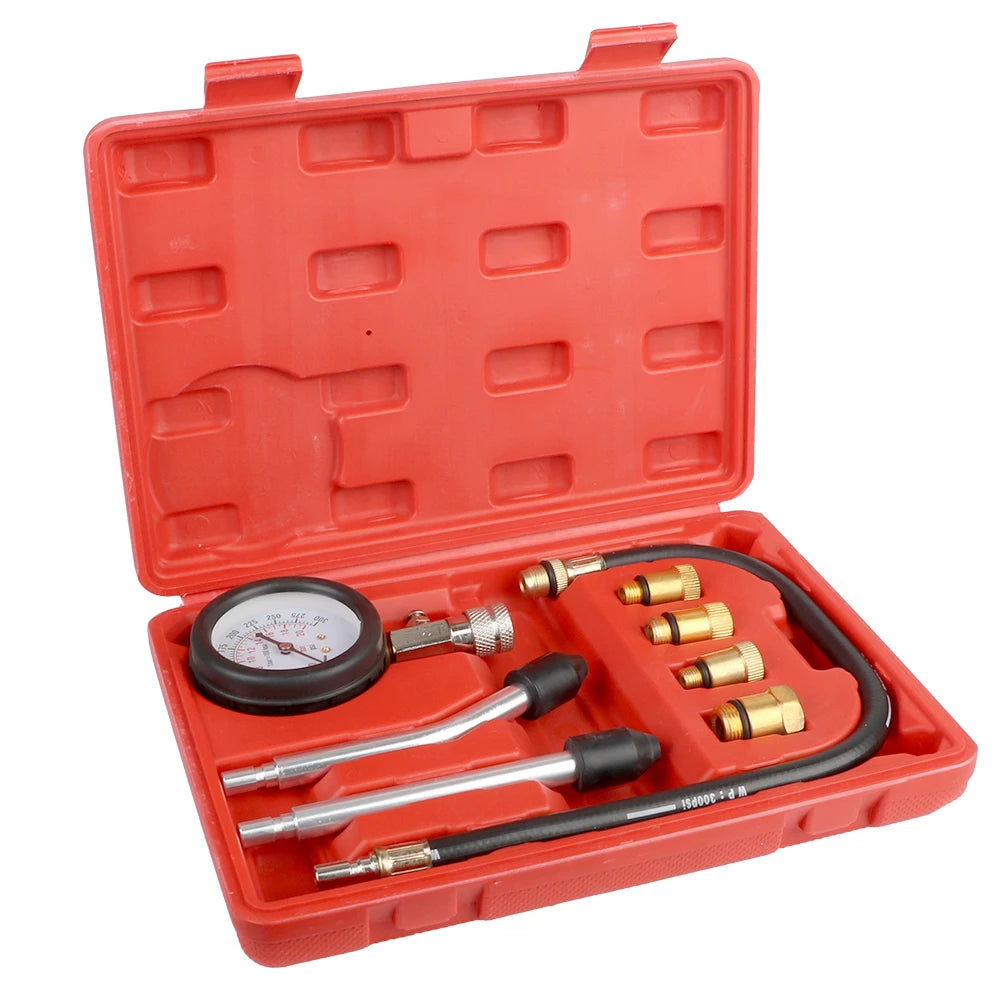 Engine Compression Tester Kit 0-300 PSI | M10 M12 M14 M18 Compression Tester Kit Axl RED