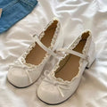 Women's Mary Jane Butterfly-Knot Block Heel Dress Shoes Mary Jane Heels Axl 38 Ivory