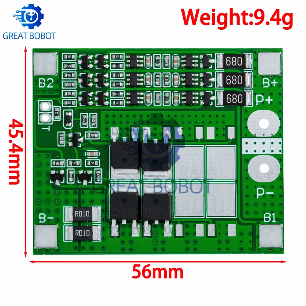 3S 18650 Lithium Battery BMS Protection Board 12.6V 15A Battery Protection Board Axl