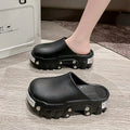 Women's Punk Rivet Platform Slippers – Thick EVA Anti-Slip Sole Platform Slippers Axl Black-03 36-37