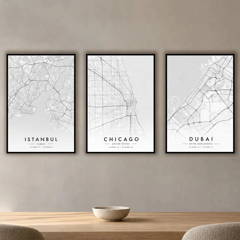 City Map Art Poster – HD Waterproof Wall Sticker Décor Wall Art Sticker Axl