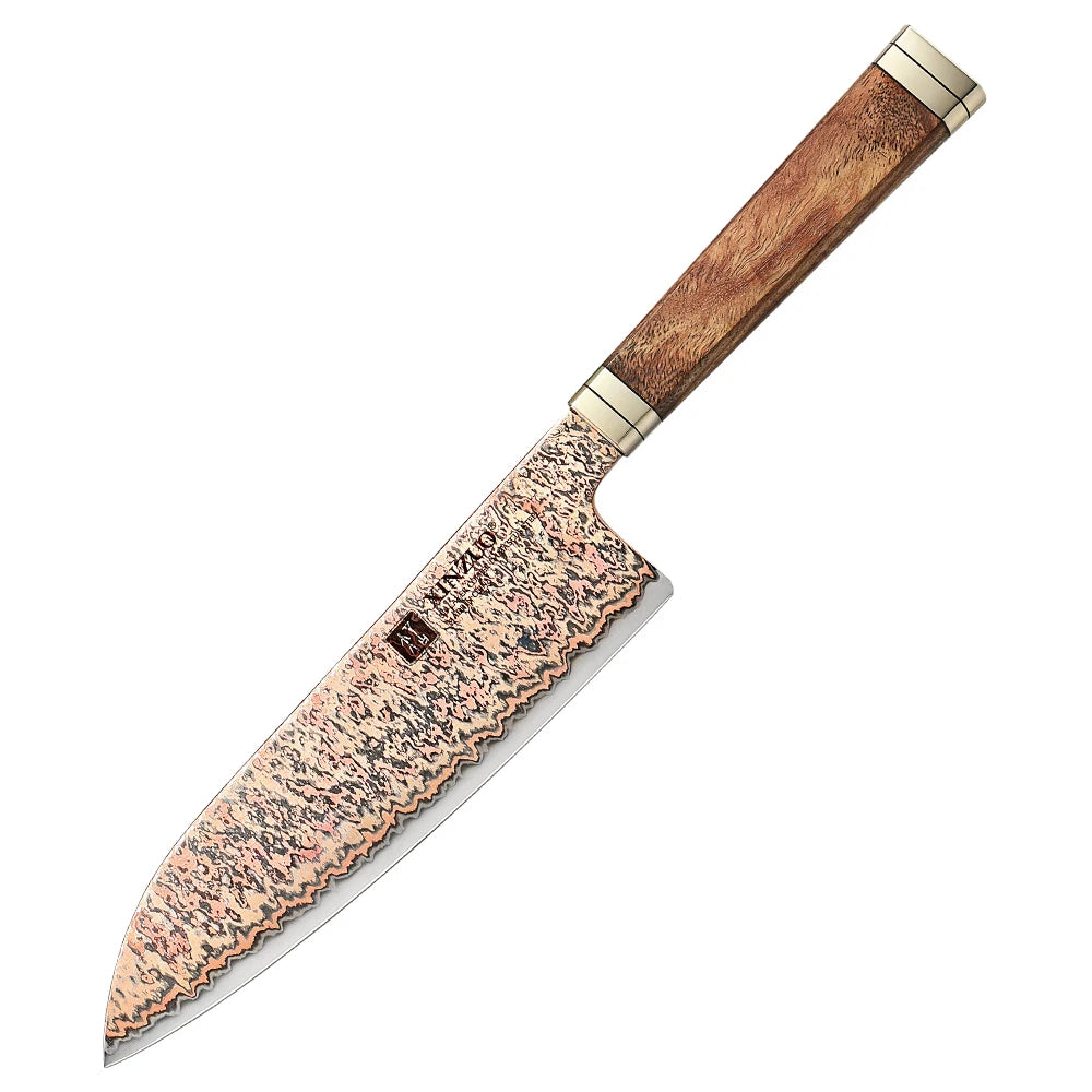XINZUO 7-Inch Santoku Knife – 53-Layer Copper Damascus Steel Damascus Santoku Knife Axl Only Knife China Mainland 7 inch
