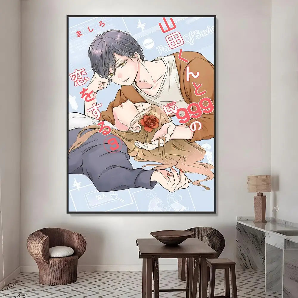 Yamada-kun at Lv999 Anime Poster HD Waterproof PVC Wall Sticker Anime Wall Sticker Axl White08 15X20cmNoframe