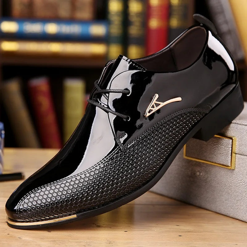 Men's Pointed-Toe Business Dress Shoes – Shiny Formal, Plus Size Men's Dress Shoes Axl