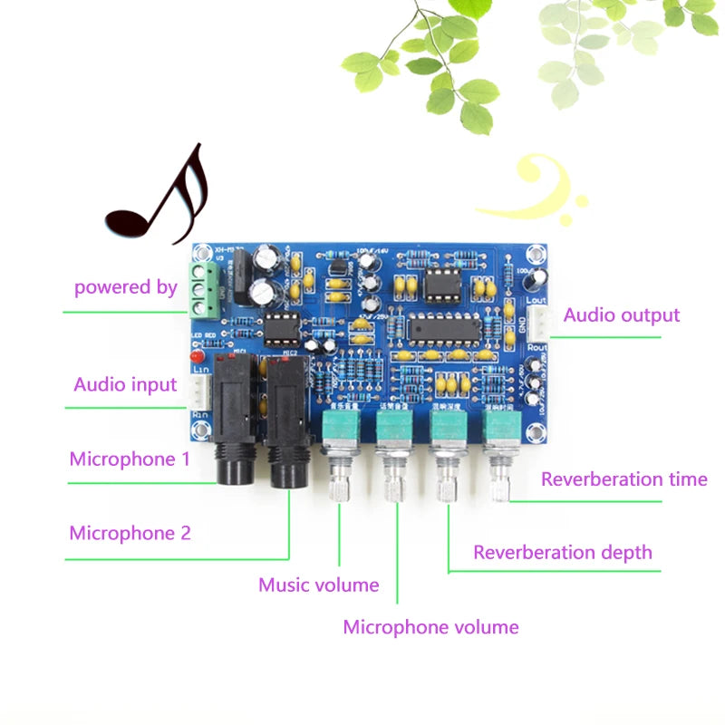 PT2399 Karaoke Reverb Amplifier Board – Dual AC12V DIY PCB Reverb Amplifier Board Axl