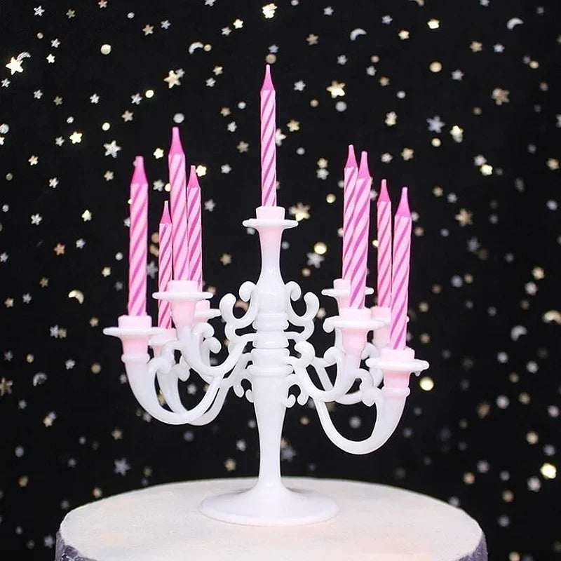 9-Piece Birthday Cake Candle Set with Candlestick Holders Cake Candle Set Axl WHITE
