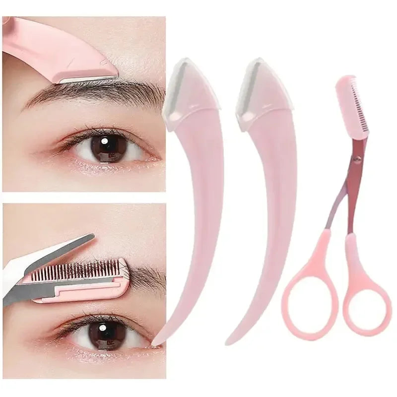 Eyebrow Trimmer Set – Curved Razor & Scissors with Comb Eyebrow Grooming Set Axl