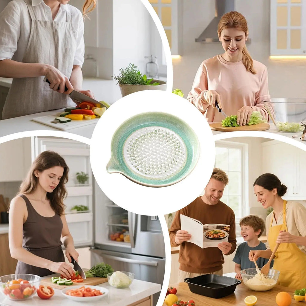 Handmade Ceramic Garlic Grater Plate – Gradient Glaze Kitchen Dish Ceramic Grater Plate Axl