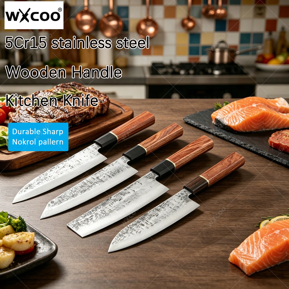 WXCOO Santoku Knife – Forged Hammer Pattern Chef Knife Santoku Chef Knife Axl