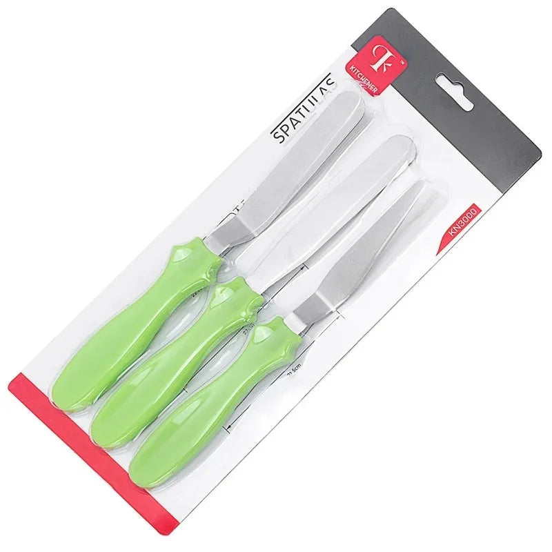 3-Piece Stainless Steel Cake Scraper & Spatula Trowel Set Cake Decorating Tools Axl