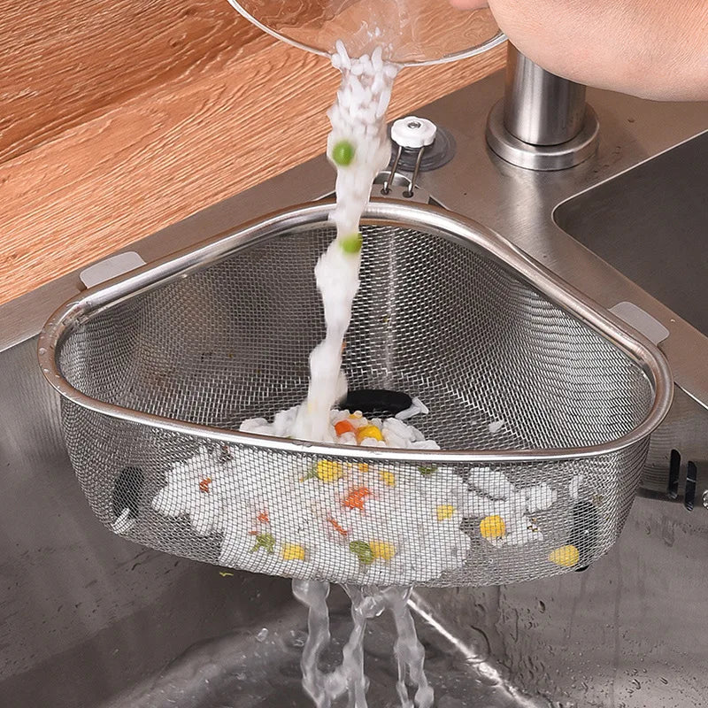 Stainless Steel Triangle Sink Drain Basket & Kitchen Organizer Sink Drain Basket Axl